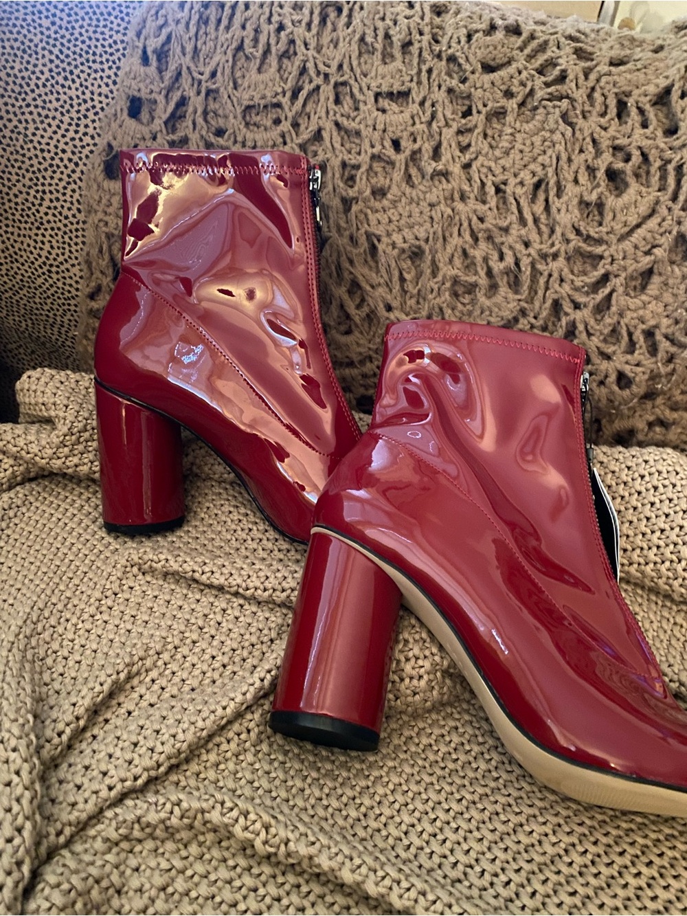 Zara red patent booties 40 9 NEW NWT - Picture 4 of 4